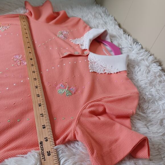 Vintage Granny Blouse Butterfly Collar Embroidered Floral Cottagecore. - Picture 6 of 7